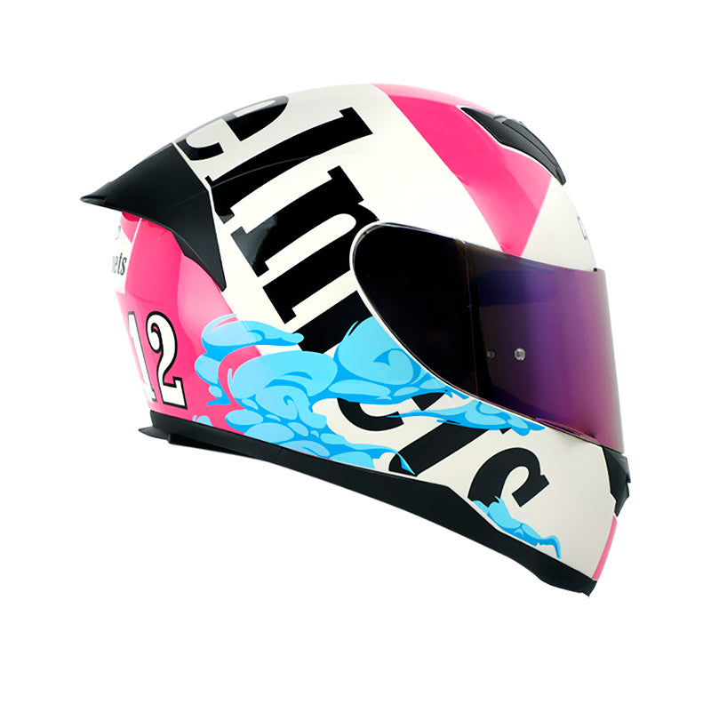 CASCO HRO HRO-511 SMOKEY AZUL FUCSIA VISOR HUMO