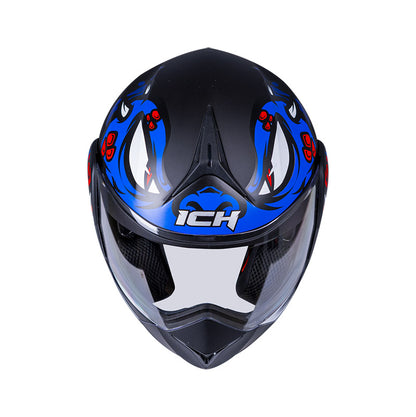 CASCO ICH ICH-3110DV GUINZ MATE NEGRO AZUL VISOR HUMO