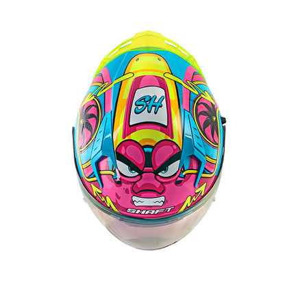 CASCO SHAFT SH-226SP TURBO AZUL CLARO FUCSIA NEON IRIDIUM