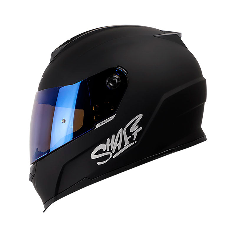 CASCO SHAFT SH-502 SOLID MATE NEGRO PLATA VISOR IRIDIUM AZUL