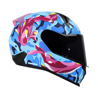 CASCO SHAFT SH-560 AQUARIA MATE AZUL FUCSIA NEON VISOR HUMO