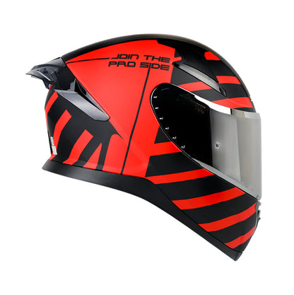 CASCO SHAFT SH-612DV PRO SIDES MATE NEGRO ROJO VISOR PLATA