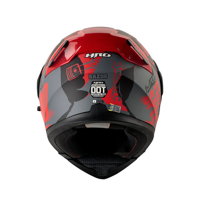 CASCO HRO HRO-3400DV RAZOR MATE GRIS OSCURO ROJO IRIDIUM