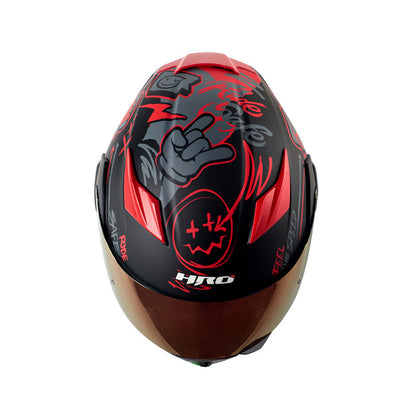 CASCO HRO HRO-3400DV RAZOR MATE GRIS OSCURO ROJO IRIDIUM
