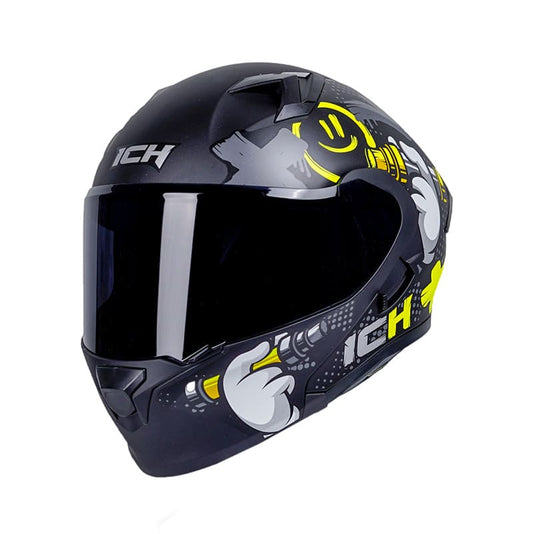 CASCO ICH ICH-3120DV TAGGER MATE NEGRO AMARILLO VISOR HUMO