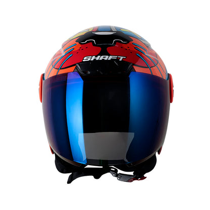 CASCO SHAFT SH-212 TEDYOSO NARANJA NEON AZUL VISOR AZUL