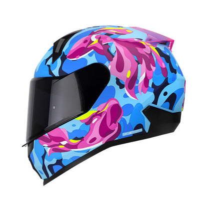 CASCO SHAFT SH-560 AQUARIA MATE AZUL FUCSIA NEON VISOR HUMO