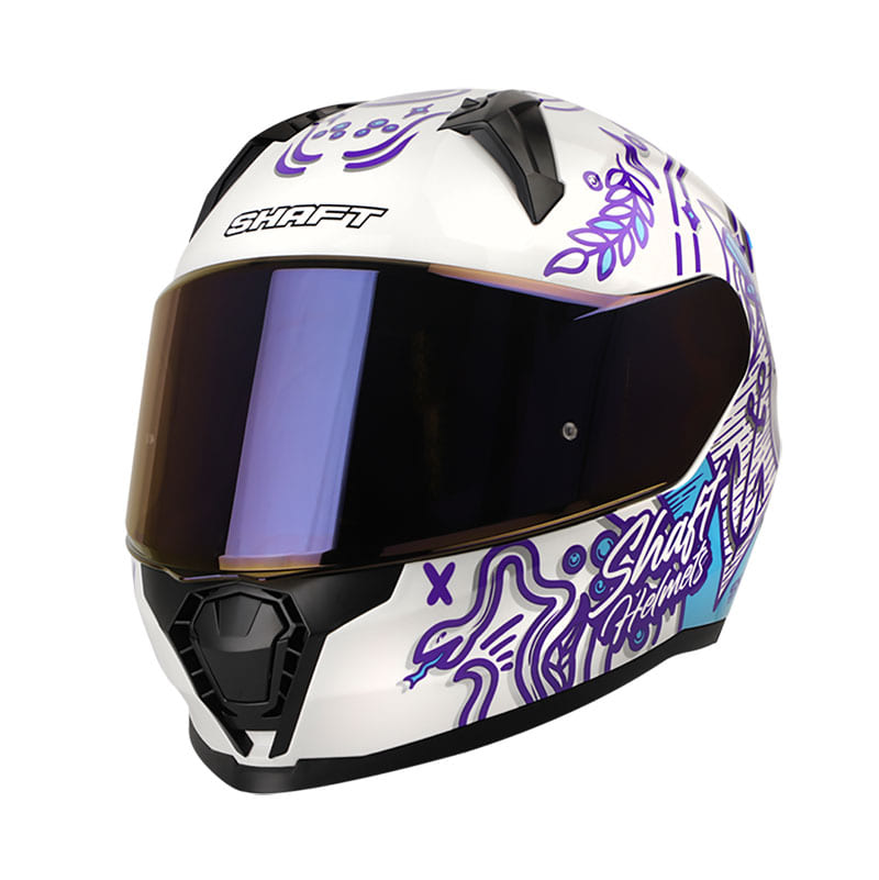 CASCO SHAFT SH-560 MARINE BLANCO AZUL VISOR IRIDIUM MORADO
