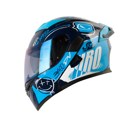 CASCO HRO HRO-3400DV RAZOR AZUL OSCURO AZUL VISOR IRIDIUM