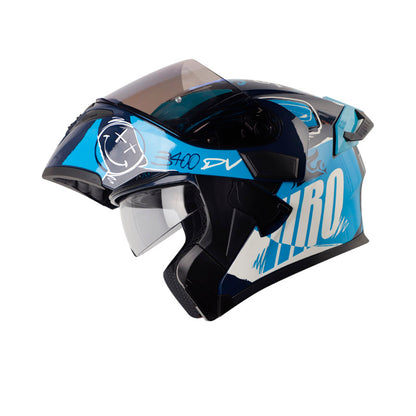 CASCO HRO HRO-3400DV RAZOR AZUL OSCURO AZUL VISOR IRIDIUM