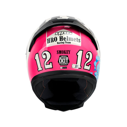 CASCO HRO HRO-511 SMOKEY AZUL FUCSIA VISOR HUMO