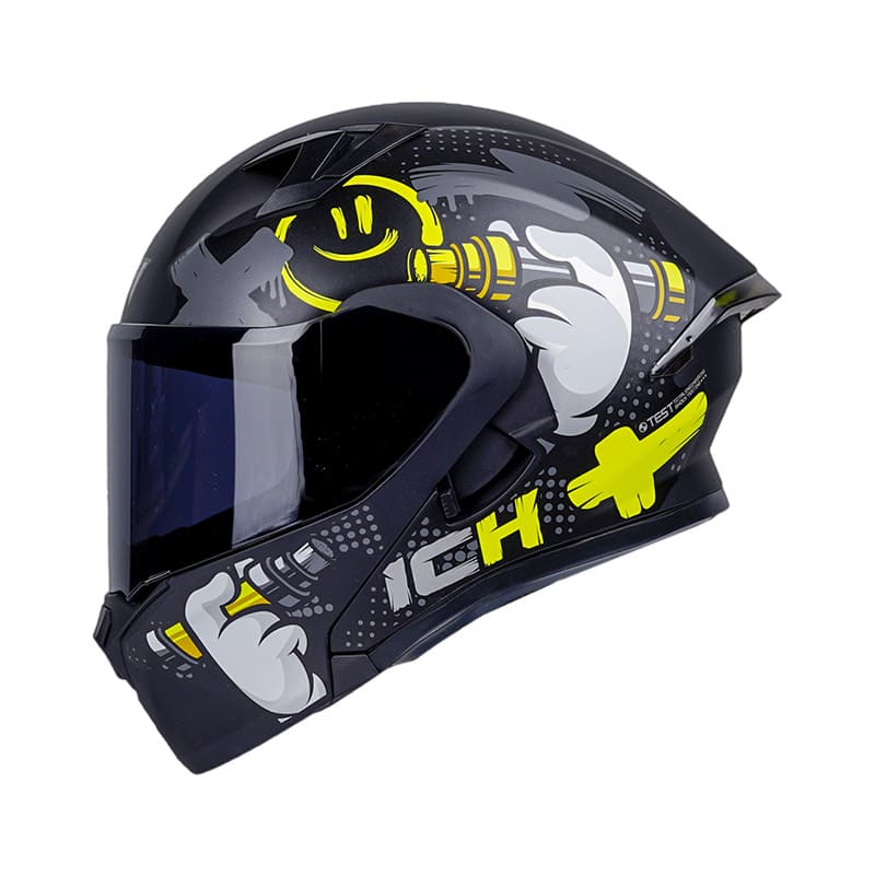 CASCO ICH ICH-3120DV TAGGER MATE NEGRO AMARILLO VISOR HUMO