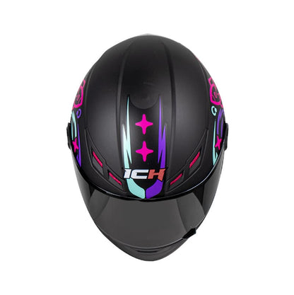 CASCO ICH ICH-501SP BEYOND MATE NEGRO FUCSIA NEON VISOR HUMO