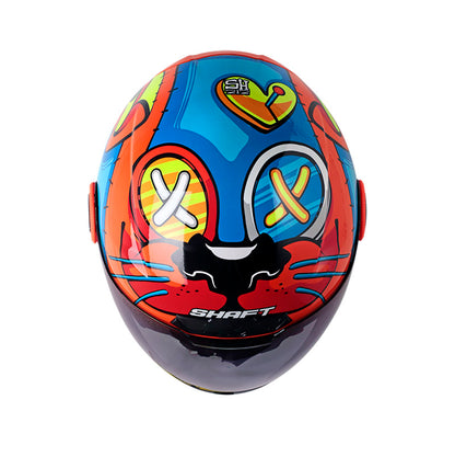 CASCO SHAFT SH-212 TEDYOSO NARANJA NEON AZUL VISOR AZUL