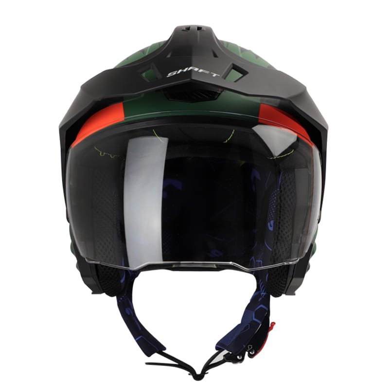 CASCO SHAFT SH-227 TRIAL COMANDER VERDE MILITAR NARANJA NEON