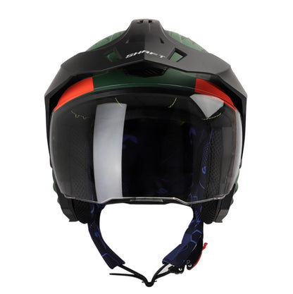 CASCO SHAFT SH-227 TRIAL COMANDER VERDE MILITAR NARANJA NEON
