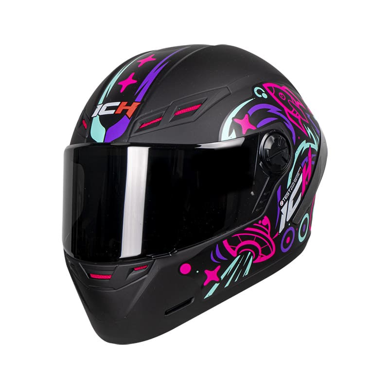 CASCO ICH ICH-501SP BEYOND MATE NEGRO FUCSIA NEON VISOR HUMO