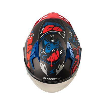 CASCO SHAFT SH-226GT ANYMANIAC MATE NEGRO AZUL VISOR IRIDIUM