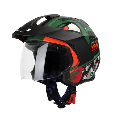 CASCO SHAFT SH-227 TRIAL COMANDER VERDE MILITAR NARANJA NEON