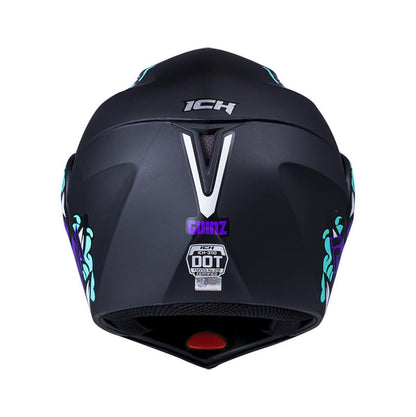 CASCO ICH ICH-3110DV GUINZ MATE NEGRO MORADO NEON VISOR HUMO