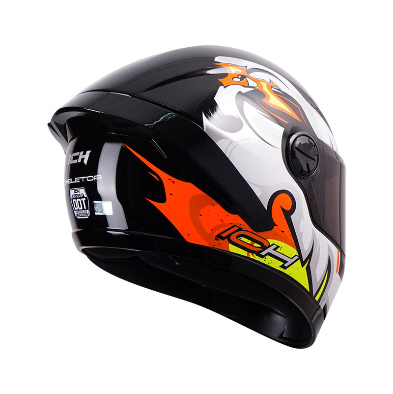 CASCO ICH-501SP SKELETOR NEGRO BLANCO VISOR HUMO