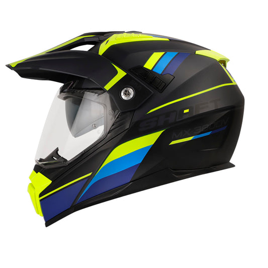 CASCO SHAFT SH-MX380DV DOTS AZUL NAVY AMARILLO NEON