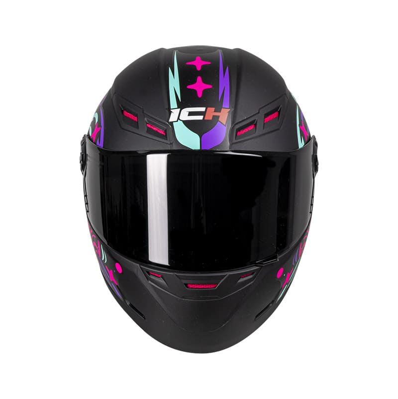 CASCO ICH ICH-501SP BEYOND MATE NEGRO FUCSIA NEON VISOR HUMO