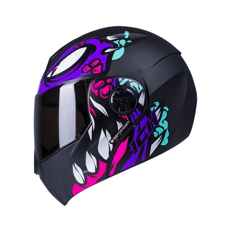 CASCO ICH ICH-3110DV GUINZ MATE NEGRO MORADO NEON VISOR HUMO