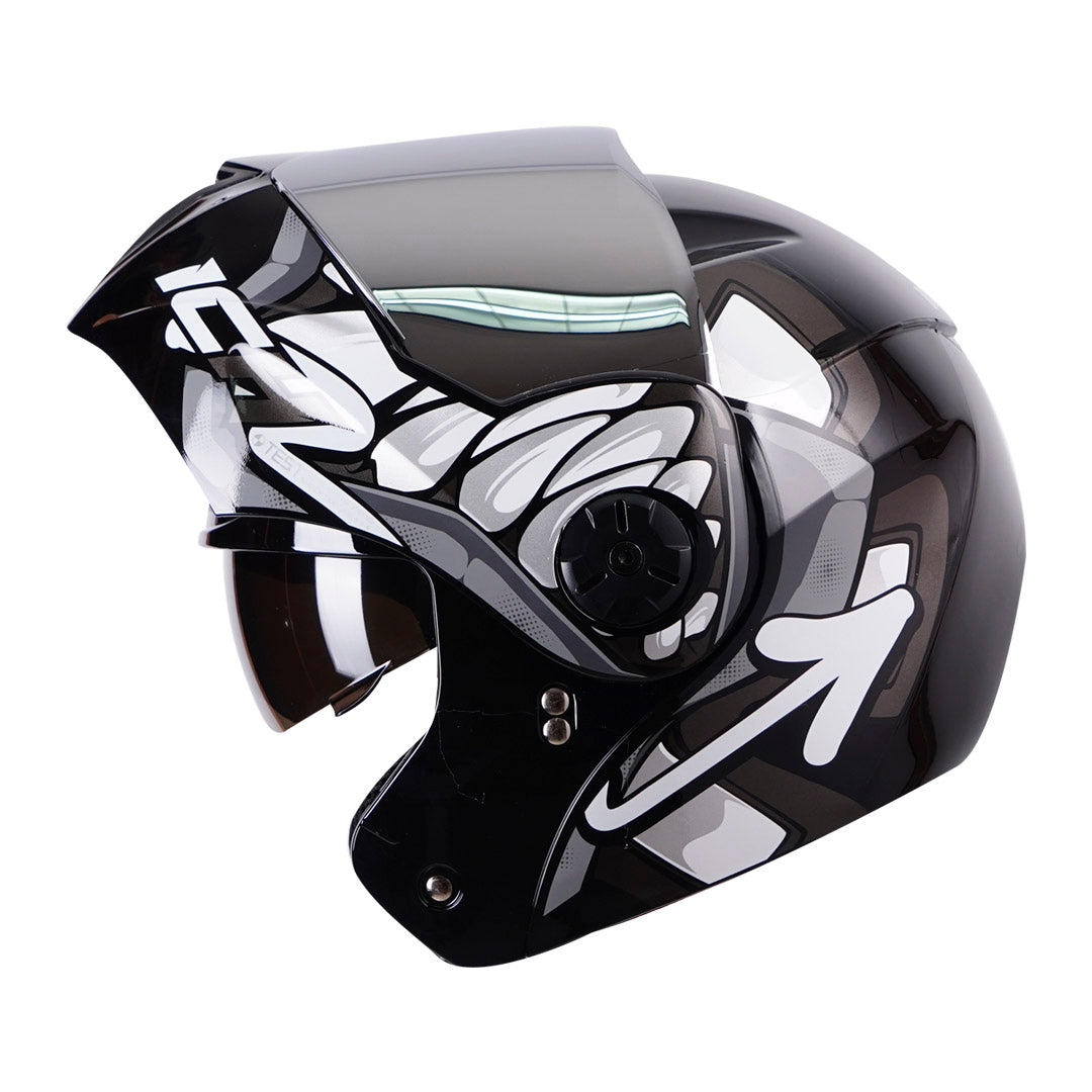 CASCO ICH ICH-3110DV RAW NEGRO GRIS VISOR PLATA