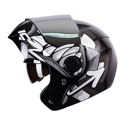 CASCO ICH ICH-3110DV RAW NEGRO GRIS VISOR PLATA