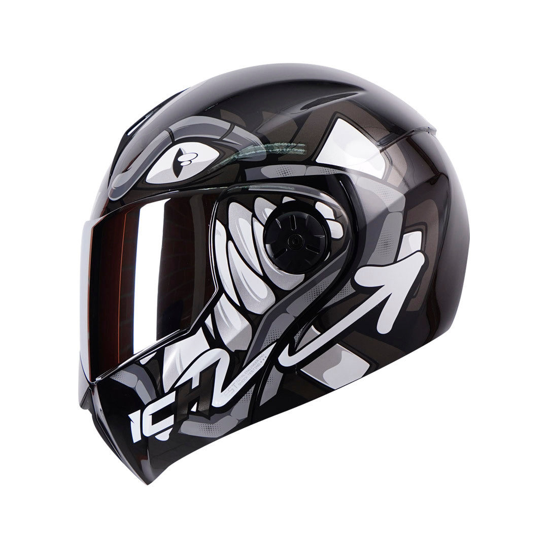 CASCO ICH ICH-3110DV RAW NEGRO GRIS VISOR PLATA