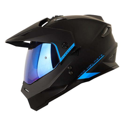CASCO HRO HRO-MX330DV SOLID MATE NEGRO AZUL VISOIR IRIDIUM