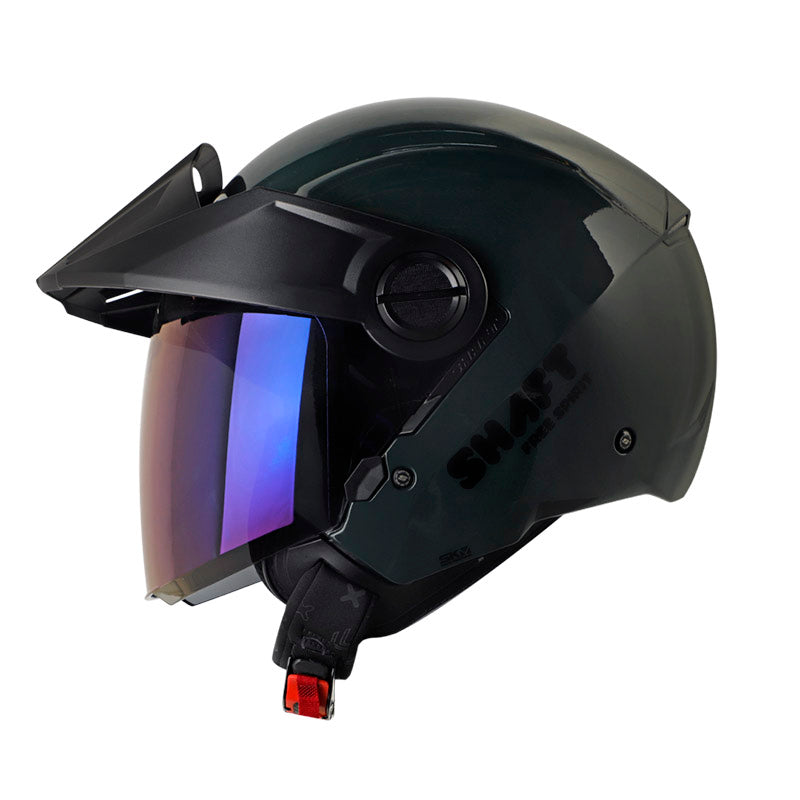 CASCO SHAFT SH-212 SOLID VERDE OSCURO NEGRO VISOR IRIDIUM