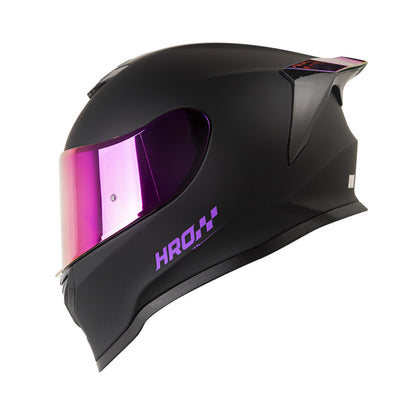 CASCO HRO HRO-506SP SOLID MATE NEGO MORADO VISOR IRIDIUM