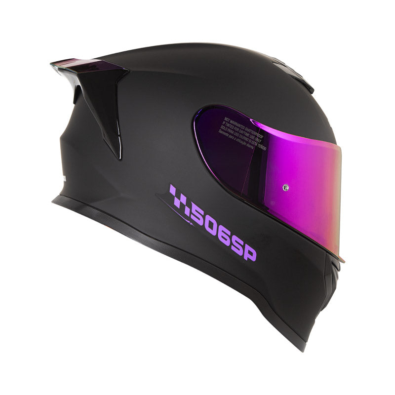 CASCO HRO HRO-506SP SOLID MATE NEGO MORADO VISOR IRIDIUM
