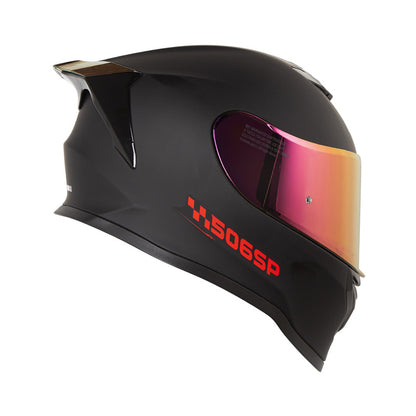 CASCO HRO HRO-506SP SOLID MATE NEGO ROJO VISOR IRIDIUM ROJO