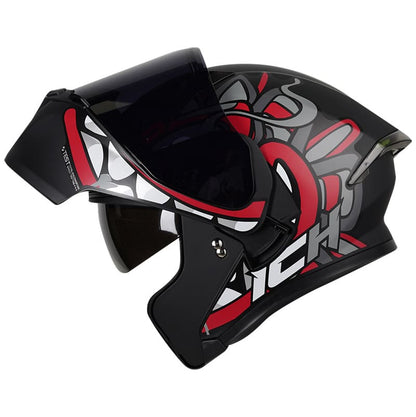 CASCO ICH ICH-3120DV OHAN MATE NEGRO ROJO VISOR HUMO