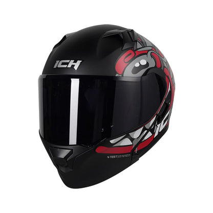CASCO ICH ICH-3120DV OHAN MATE NEGRO ROJO VISOR HUMO