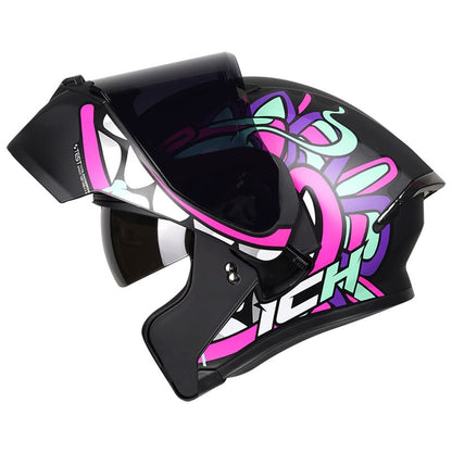 CASCO ICH ICH-3120DV OHAN MATE NEGRO FUCSIA NEON VISOR HUMO