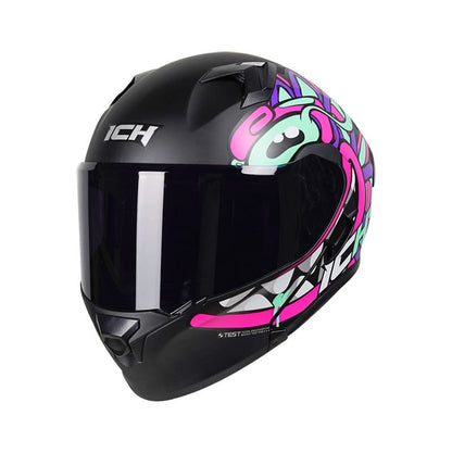 CASCO ICH ICH-3120DV OHAN MATE NEGRO FUCSIA NEON VISOR HUMO