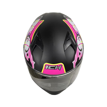 CASCO ICH ICH-503SP FLORAL MATE NEGRO FUCSIA NEON