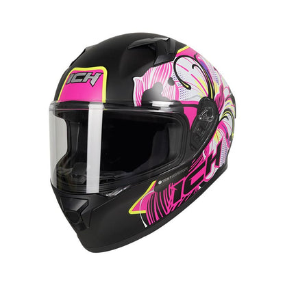 CASCO ICH ICH-503SP FLORAL MATE NEGRO FUCSIA NEON