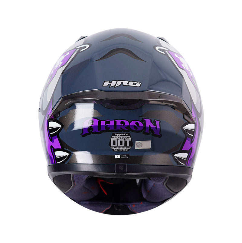 CASCO HRO HRO-523DV AARON GRIS MORADO NEON VISOR AZUL