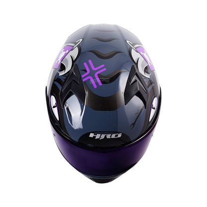 CASCO HRO HRO-523DV AARON GRIS MORADO NEON VISOR AZUL