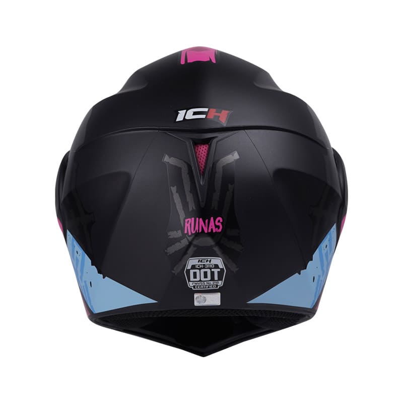 CASCO ICH ICH-3110DV RUNAS MATE NEGRO FUCSIA NEON VISOR HUMO