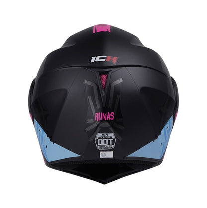 CASCO ICH ICH-3110DV RUNAS MATE NEGRO FUCSIA NEON VISOR HUMO