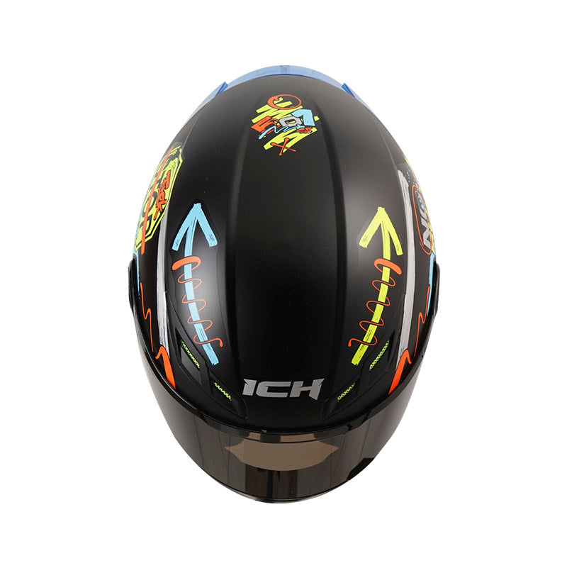 CASCO ICH ICH-501SP BRAAP MATE NEGRO AZUL VISOR HUMO