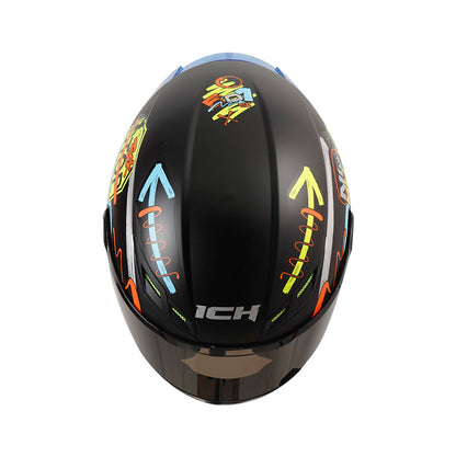 CASCO ICH ICH-501SP BRAAP MATE NEGRO AZUL VISOR HUMO