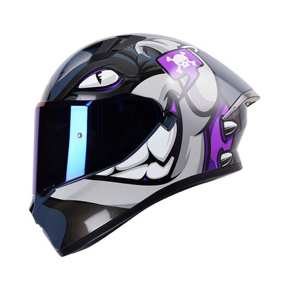 CASCO HRO HRO-523DV AARON GRIS MORADO NEON VISOR AZUL