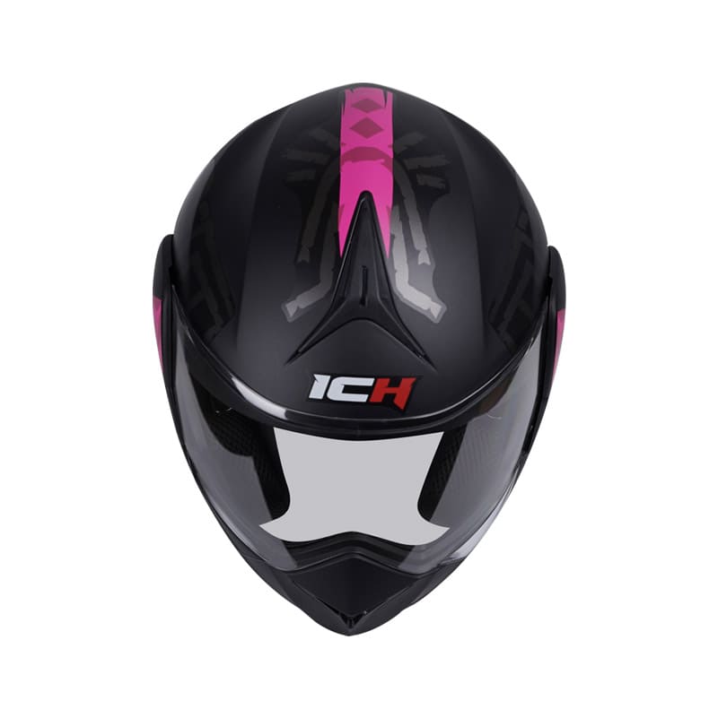 CASCO ICH ICH-3110DV RUNAS MATE NEGRO FUCSIA NEON VISOR HUMO